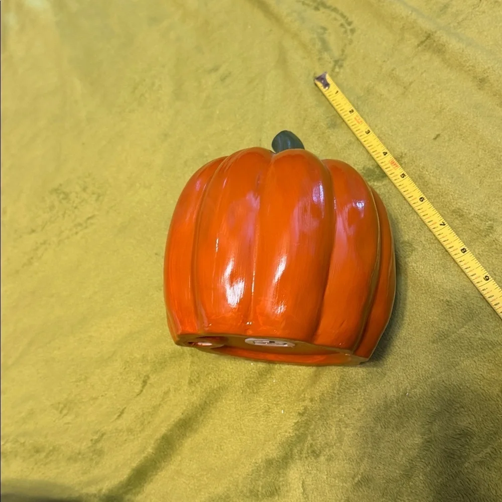 Decorative Light Up Boo Halloween Orange Pumpkin (green stem) Approximately 6”